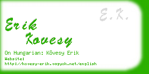 erik kovesy business card